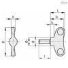 Elesa Thumb Screw, M6-25 Thread Size, Wing, Matte 304 Stainless Steel, 21 mm Head Ht, 25 mm Lg EWNM-SST-p